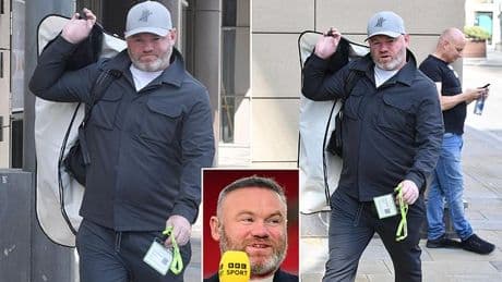 Wayne Rooney clocks in for first Match of the Day shift after Man United and England legend landed '£800,000' BBC deal to become regular on the show