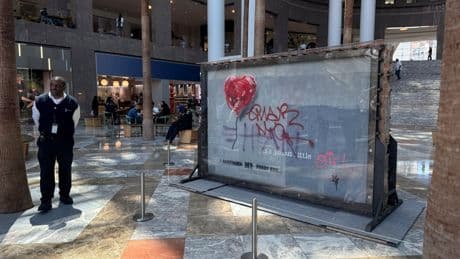 Banksy 'Battle to Survive a Broken Heart' artwork defaced on Brooklyn wall to be sold in New York