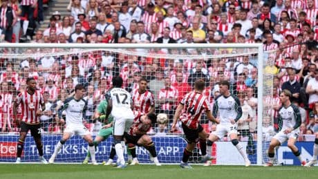 Championship play-off final history made as referee speaks to crowd to explain why goal was controversially ruled out