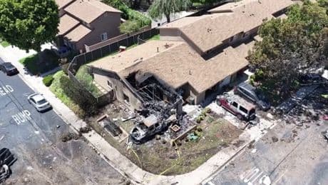 Drone video shows devastation after fatal plane crash in San Diego neighbourhood