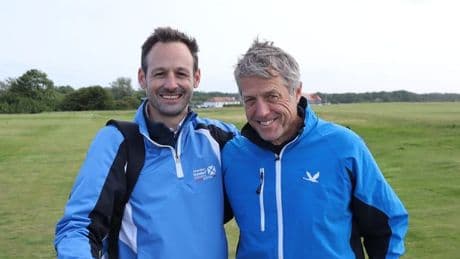 Hugh Grant surprises Scots golfer during 'crazy' 25-round challenge