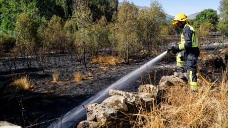 El fuego continúa en Navaluenga: el calor y el viento mantienen en vilo a los bomberos