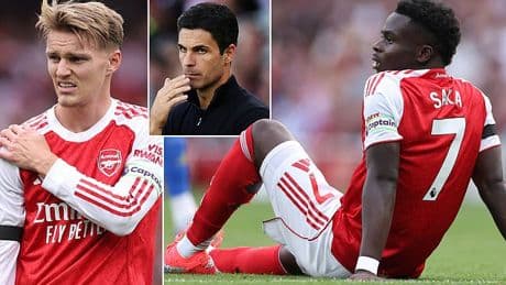 Arsenal receive injury updates on Bukayo Saka and Martin Odegaard - after Mikel Arteta feared 'significant' blows following Leeds win