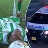 Treble-winning footballer collapses on pitch mid-match before ambulance is rushed along the sidelines - as club issues health update on star