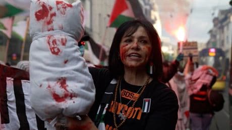Watch: Pro-Palestine activists take to Basel streets ahead of Eurovision