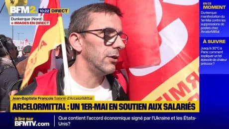 1er-Mai à Dunkerque: les salariés d'ArcelorMittal présents en nombre dans le cortège