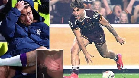 See Reece Walsh's bizarre try celebration as the footy makes ANOTHER toilet joke after bizarre bathroom stunt