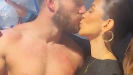 Ekin-Su locks lips with Curtis Pritchard as she supports Love Island beau at boxing match
