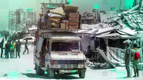 Tents abandoned as Palestinians flee Israeli advance into Gaza City