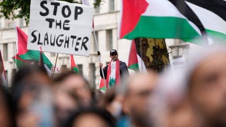 Detenidos decenas de partidarios del grupo prohibido Acción Palestina, 55 frente a Westminster