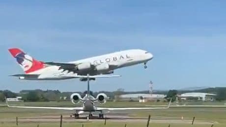 Highly-anticipated Global A380 flight takes off as crowds watch on at Glasgow Airport