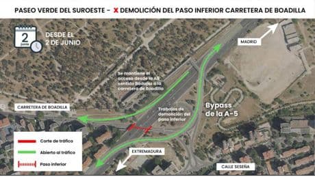 Atascos en la A-5 por la demolición del paso inferior que enlaza con la carretera de Boadilla