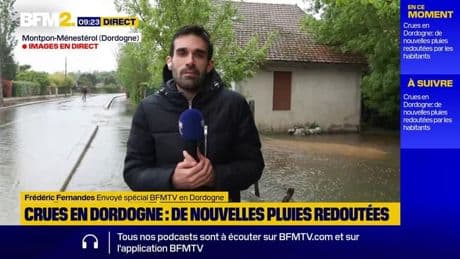 Crues en Dordogne: les habitants redoutent les nouvelles pluies dans la journée