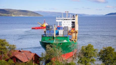 Norwegian man sleeps through massive container ship ploughing into his garden