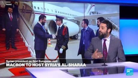 Syrian leader al-Sharaa arrives in Paris to meet Macron on first European visit