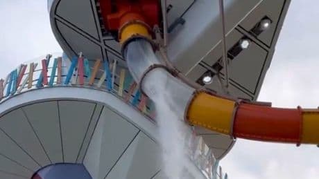 Video shows water pouring out of cruise ship slide after glass shatters, injuring passenger