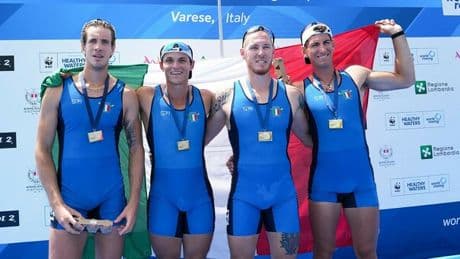 Canottaggio, quattro di coppia maschile e due senza femminile fanno volare l'Italia