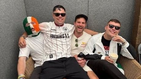 Kneecap all smiles as they party with Jamie Dornan after Glastonbury set