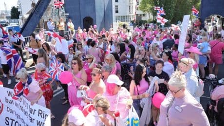 Police make arrests after ‘pink lady’ protesters march to Britannia migrant hotel