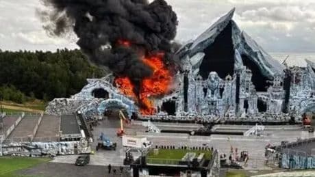 Tomorrowland festival main stage engulfed in flames as fireworks heard