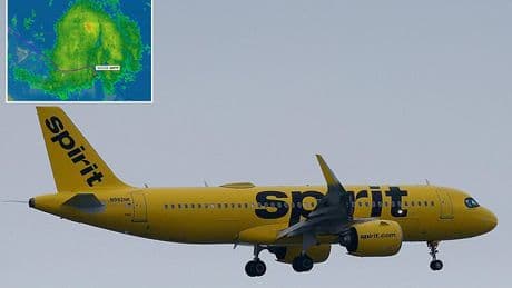 Fury as Spirit Airlines sends a packed passenger jet THROUGH Hurricane Erin