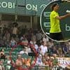 Female fan, 62, taken to hospital after advertising panel collapsed on her during Alexander Zverev match - as German star comes to her aid