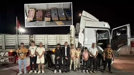 Konya'da tır operasyonu: Göçmen ve kaçak elektronik sigara ele geçirildi