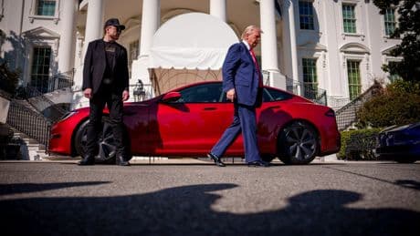 Trump looks to unload red Tesla he bought from Elon Musk in March amid titans’ nuclear fallout