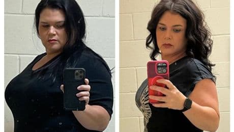 Mum-of-two loses more than 11 stone doing 'wall pilates' at home