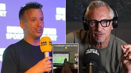 Gary Lineker takes aim at the BBC boss who sacked him in his review of first Match of the Day since he got the boot from £1.35m-a-year contract