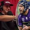 Former NRL star Cooper Johns mocks Melbourne Storm halfback Jahrome Hughes for his highbrow alcohol preference - 'laughed in his face'