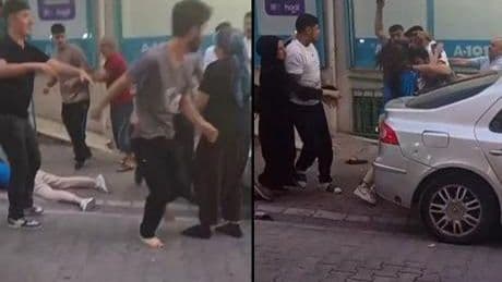 Esenyurt'ta zincir markette başlayan kavga sokağa taştı! Tekmeler, yumruklar ve demir çubuklar havada uçuştu