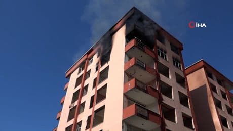 Rize'de 8 katlı binada yangın