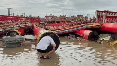 Two people killed and hundreds injured as 135mph winds hit Taiwan