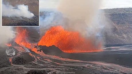 Hawaii volcano sends lava 500 feet into the air triggering warnings of harmful gas and 'Pele's hair'