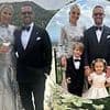 Vogue Williams looks stunning in a silver midi-dress as she joins suave Spencer Matthews and their children at Jack Maynard and Lily Mackie's magical French wedding