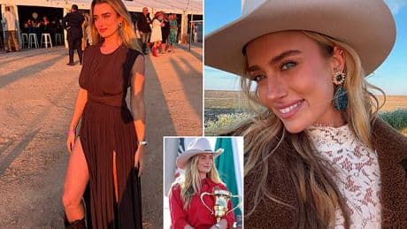 Grace Hayden cuts a glamorous figure at world-famous sporting event in the middle of the Australian outback