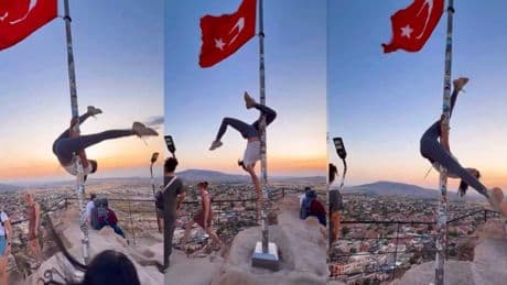 Türk bayrağında direk dansına soruşturma