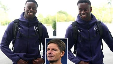 Marc Guehi is all smiles as Crystal Palace star arrives for England duty despite seeing dream £35m Liverpool move collapse at 11th hour