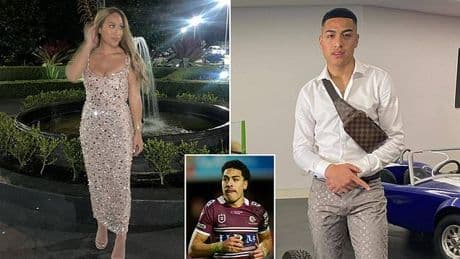 Footy star's sister roasts him for not being able to sign his own name as he autographs balls for kids