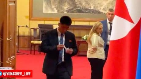 Moment Kim Jong-un's aides 'wipe all traces of Putin's DNA' after meeting