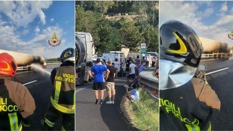 A1, cisterna Gpl in fiamme: chiuso tratto tra Orte e diramazione Roma Nord. Traffico bloccato in entrambe le direzioni