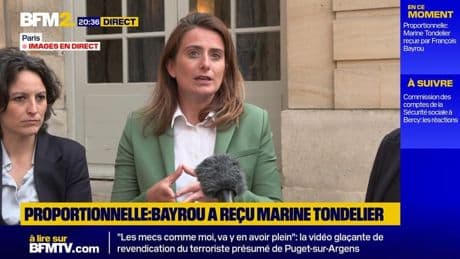 "Ce que le Premier ministre nous a dit à nous, n'est pas du tout ce qu'il a dit aux autres": Marine Tondelier s'exprime après sa réunion avec François Bayrou sur la proportionnelle