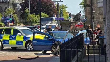 Three men arrested after crashing stolen car following police chase in Aberdeen
