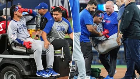 Cubs catcher Miguel Amaya carted off field after scary leg injury