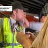 Shocking moment British passenger screams homophobic abuse at airline staff and threatens other passengers for 'staring at him' before getting PUNCHED by airport worker