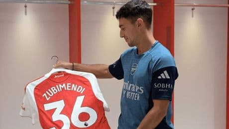 Zubimendi elige el '36' para su aventura Premier, el dorsal con el que todo empezó y ganó una Copa en la Real