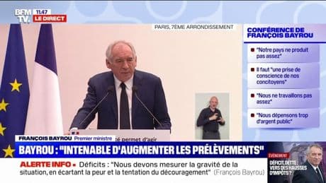 Déficit public: "Augmenter les prélèvements est un raisonnement intenable", estime François Bayrou