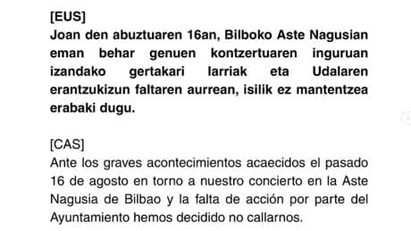 Comunicado íntegro de las cantantes: «Nos sentimos ninguneadas»