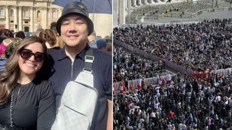 Couple getting married in Vatican join mourners to ‘say goodbye’ to Pope Francis